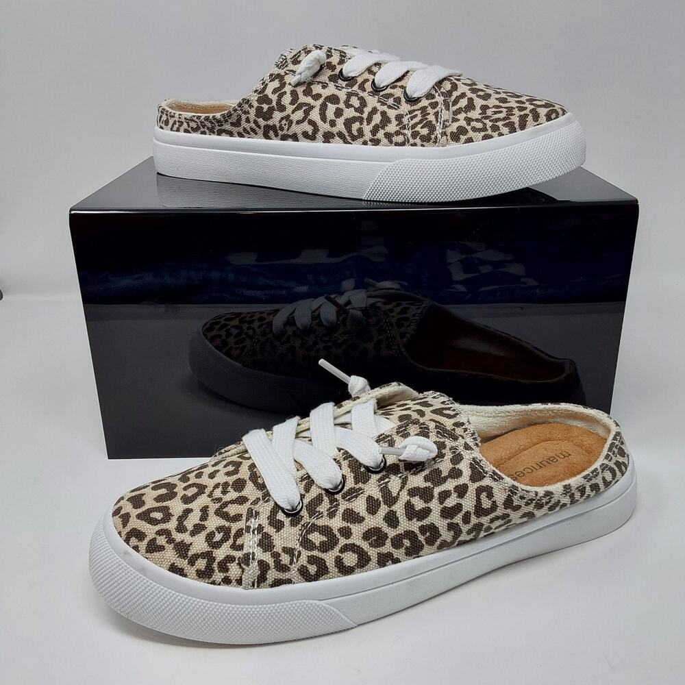 Maurices Leopard Print Mule Sneakers Women's Slip On Canvas Shoes Size 9.5 New